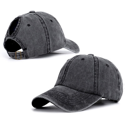 

Women Ponytail Baseball Hat Messy Bun Winter Warm Breathable Hole Retro Ski Cap