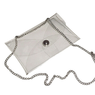 

Women Transparent PVC Envelope Shape Flap Chain Strap Crossbody Shoulder Bag