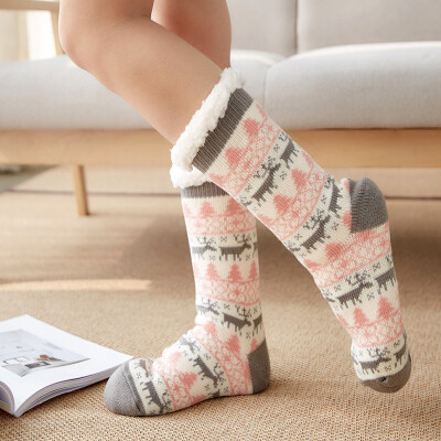 

Gobestart Christmas Women Cotton Socks Print Thicker Anti-slip Floor Socks Carpet Socks