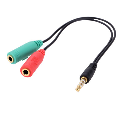 

Portable 4 Segment 35mm male to Dual 3 Segment Female Audio Cable Audio Line Connect Microphone Headset Earphone Headphone Laptop