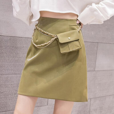 

Sexy Women Solid Color Skirt Bodycon High Waist Pencil Skirt Nightclub Party Casual Streetwear Mini A-line Skirt