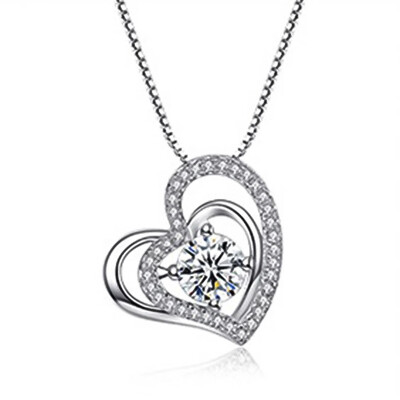 

Silver Color Pendant Sweet Heart Shape Crystal Hollow Necklaces Without Chain Fashion Jewelry Romantic Gift For Women Dropship