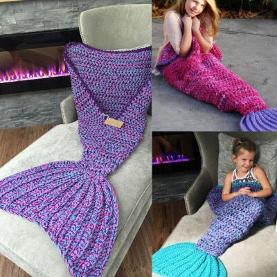 

Super Soft Warm Hand-Crocheted Mermaid Tail Blanket Sofa Blanket Sleeping Bag Christmas Gift 12060cm