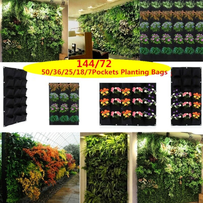 

71825365072144 Pockets Wall Hanging Planting Bags Green Grow Bag Planter