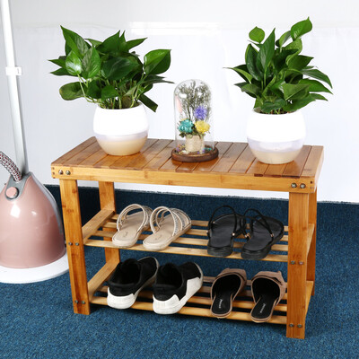 

Gobestart Bamboo Stool Shoe Cabinet Shoe Rack Garden Foot Stool Storage Stool Simple Style