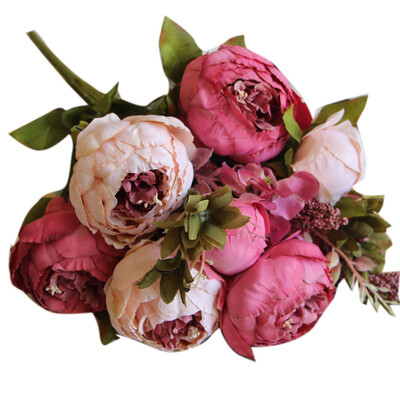 

Europe Style Flower Bouquet for Home Shop Decor Artificial Peony Flowers Silk Fake Flower Bouquet Simulation Peony Decor Supplie