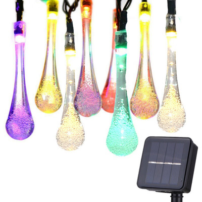 

Solar Powered Water Drop LED Light String Waterproof Fairy String Light for Indoor Outdoor Home Garden Patio Holiday Wedding Par