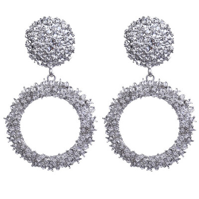 

Charm 1Pair New Fashion Punk Geometric Round Earrings Long Metal Earrings Women Earrings