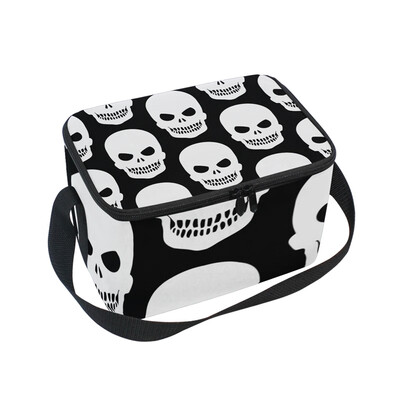 

ALAZA Lunch Box Insulated Lunch Bag Large Cooler Tote Bag Cool Black Skulls for Men Women Girls Boys