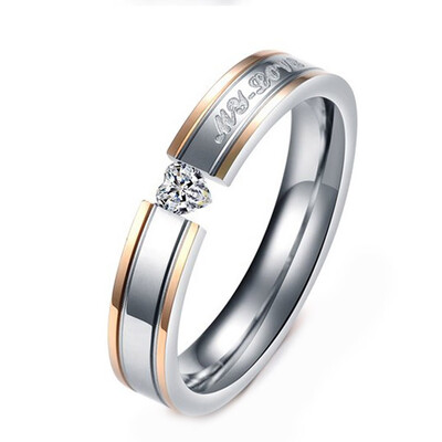

Fashion Gold Couple Stainless Steel Comfort Fit Wedding Bands Promise RingMy love
