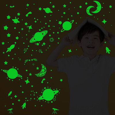 

Decorative Stickers DIY Creative Movable Stars Moon Universe Luminous Stickers Shine In The Dark Shiny Kindergarten Stickers