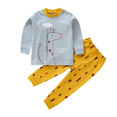 

Kids Boys Pajama Sets Cartoon Print Long Sleeve O-Neck Cute T-Shirt Tops with Pants Baby Girls Child Autumn Sleeping Clothes