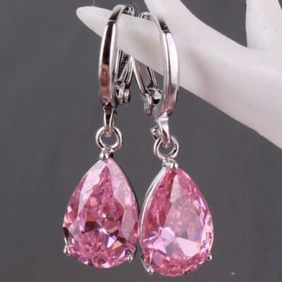 

Charming Water Droplet Cut Amethyst Dangle Drop Earrings Wedding Jewelry