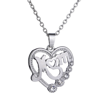 

Fashion Mothers Day Gift For MOM Hollow Out Crystal Heart Pendant Necklace