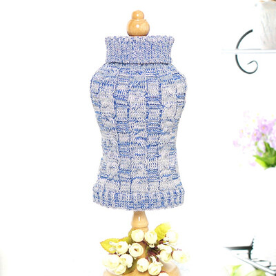 

Knitted Dog Clothes Warm Small Dog Jumper Winter Dog Sweater Coat Turtleneck Warm Cat Sweater Hemp Flowers High Collar Coat