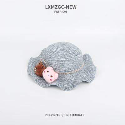 

Sunscreen Hat Korean cartoon childrens Sun Hat wave large brim Hat for boys&girls along the straw hat travel sunscreen