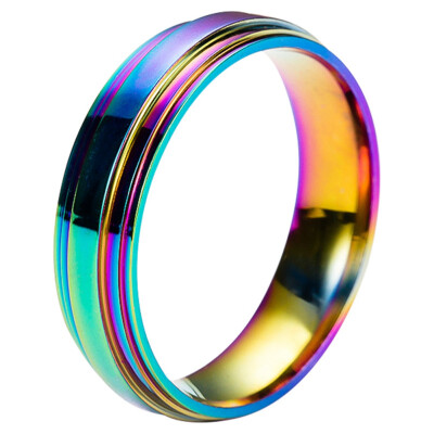 

High Quality New Rainbow Titanium Steel Ring for WomenMen Fashion Jewelry Accessories