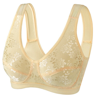 

Middle-aged Mother Comfortable Sleep Bra With Fertilizer And Increased Vest Bra Front Buckle Cotton Bra