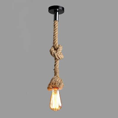 

Lixada 150cm AC110V E26E27 Single Head Vintage Hemp Rope Hanging Pendant Ceiling Light Lamp Industrial Retro Country Style Dining