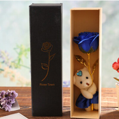 

Bear Doll Gold Foil Flower with Luxury Box Rose Soap Scented Petal Bath Wedding Cleaning Love Gift Birthday Lovely Romantic