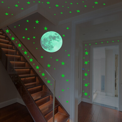

Luminous Stickers Glow In The Dark Star And Moon Self-Adhesive Wall Decals For Bedroom Living Room Nursery Kids Room