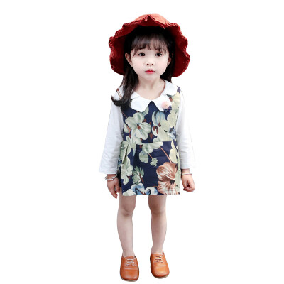 

Kids Clothes Set Girl Long Sleeve T-Shirt TopFloral Dress 2PCS Baby Clothes Set Autumn