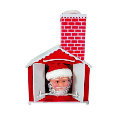 Electric Climbing Chimney Santa Claus Doll Toy Figurine Ornament With Music For Christmas Children Gift New Year Home Decoration