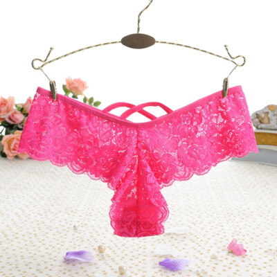

Sexy Women Lace Panties Solid Perspective Lace Flower Low Rise G-String Underwear Briefs
