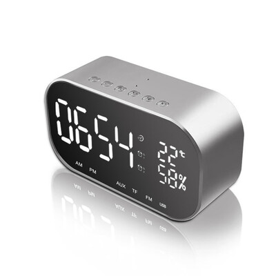 

Multifunction LED Livingroom Alarm Clock Portable BT Wireless Mini Subwoofer Speaker with Mirror Function