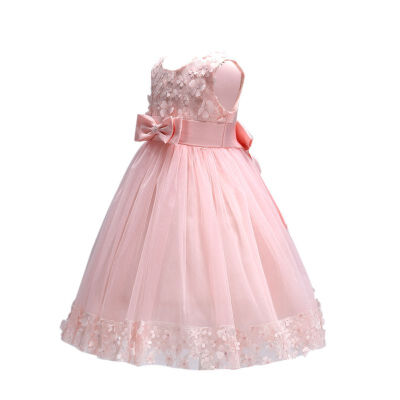 

2018 New Kids Dress Kids Elegant Wedding Dress Wedding Party Lace Party Official Red Wine Series 1-8T S2