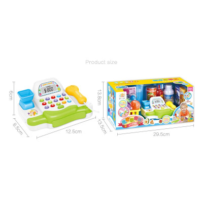 

Kids Supermarket Cash Register Electronic Toys with Foods Basket Money Children Learning Education Pretend Play Set gift