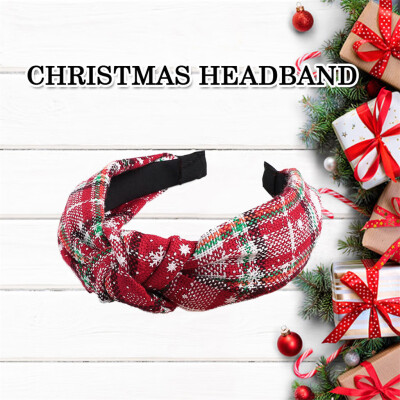 

Gobestart Pure Cotton Fabric Hairring Christmas Snowflake Stripe Tie Ball Hair Hoop