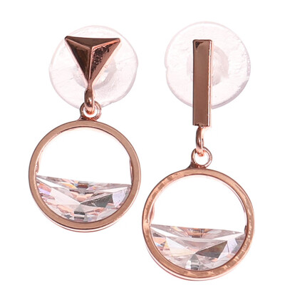 

New Fashion Style Hot Circular Stud Earrings Round Zircon Rose Gold Color Crystal Earrings For Women Fashion Jewelry Wholesale