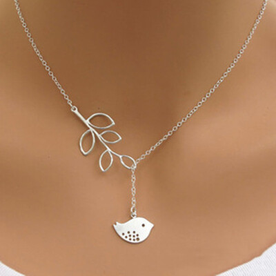 

Women Fashion Silver Bird Branches Necklace Clavicle Chain Necklace