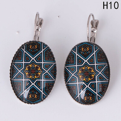 

Fashion Retro Folk-custom Time Gems Earring Oval Gemstone Bohemian Earring