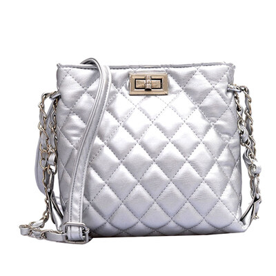 

Women Fashion Faux Leather Rhombic Pattern Chain Strap Crossbody Shoulder Bag