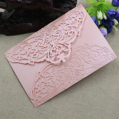 

1Set10Pcs Wedding Invitations Set Vertical Laser Cut Heart Invitations Cards Kits for Wedding Bridal Shower Birthday Graduation