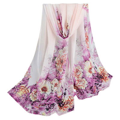 

Gobestart Fashion Lady Women Peony Prints Shawl Chiffon Scarf