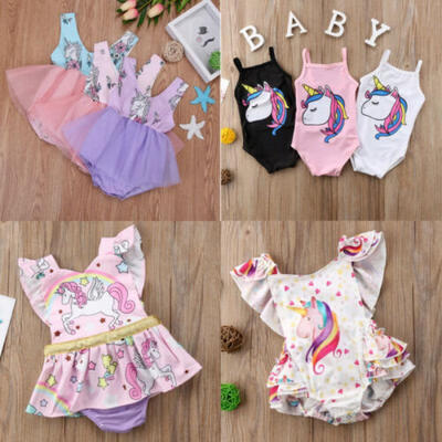 

Infant Baby Girl Unicorn Romper Dress Bodysuit Jumpsuit Summer Clothes Outfit