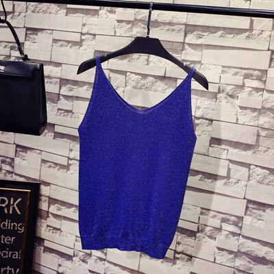 

Women Casual Sleeveless Solid Color Tank Tops Simple Sexy V-Neck Spaghetti Strap Slim Tops Female Thin Camisole Top 9 Colors