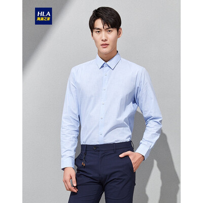 

HLA Haishus Parents Sleeve Dress Shirt Mens 2019 Spring New Color Spinning Plaque Comfortable Breathable Long Lining HNCAD1R029A Light Blue Plaid 29 17596A 41