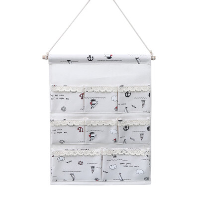 

Waterproof Linen Cotton Fabric Wall Door Cloth Practical Hanging Storage Bag Case 8 Pocket Eco-friendly Home Storage Bag