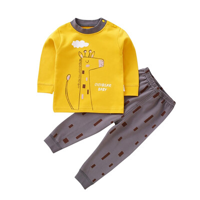 

Kids Boys Pajama Sets Cartoon Print Long Sleeve O-Neck Cute T-Shirt Tops with Pants Baby Girls Child Autumn Sleeping Clothes