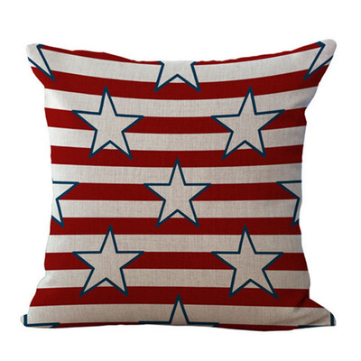 

American Flag Pillow Cover Square Cushion Cover Standard Pillowcase USA Flag Cotton Pillow Case for Home Decorative Sofa Bedroom