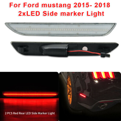 

Fit For 2015-2018 Ford Mustang Clear Lens Red LED Rear Side Marker Parking Light