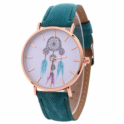 

〖Follure〗Women Wind Chimes Pattern Quartz Watch Cowboy Belt Table Watch BK