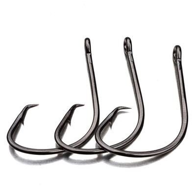 

50 PSCLot Lead Head Hook Pesca Hook Black Color OctopusCircle Sport Circle Fish Hook Jig Big 1-50 Size