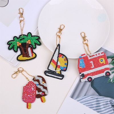 

Siaonvr 5Pcs DIY Marine Animals Toy 5D Diamond Painting KeyRing Key Chain Pendant Gift