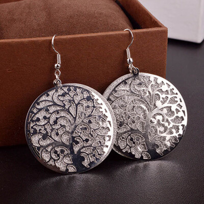 

Earring Popular Life Tree Scrub Disc Earring Scrub Life Alloy Hot Individual Handmade Disc&Tree Earring