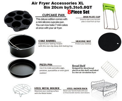 

9PCSSet 8 Inches Air Fryer Accessories Home Kitchen Cooking Tools Air Fryer Barbecue Baking Cooking Tool